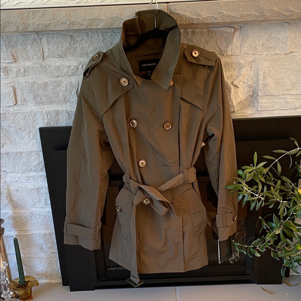 London Fog Olive Double-Breasted Coat